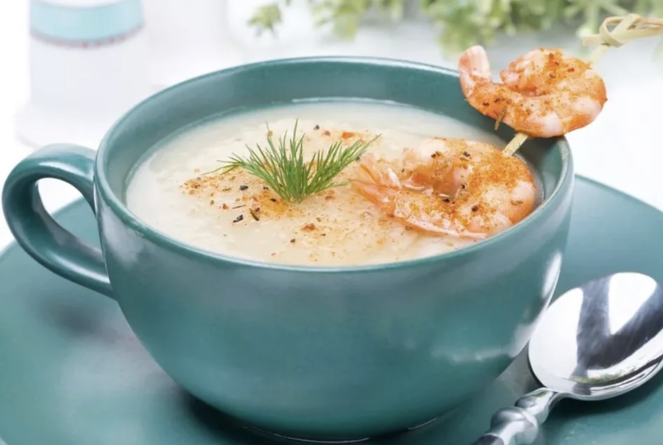 Сливочный суп с креветками и брокколи